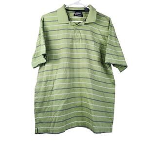 Chaps Golf Lime Green Striped Short Sleeve Collared Polo Shirt Men's Size L